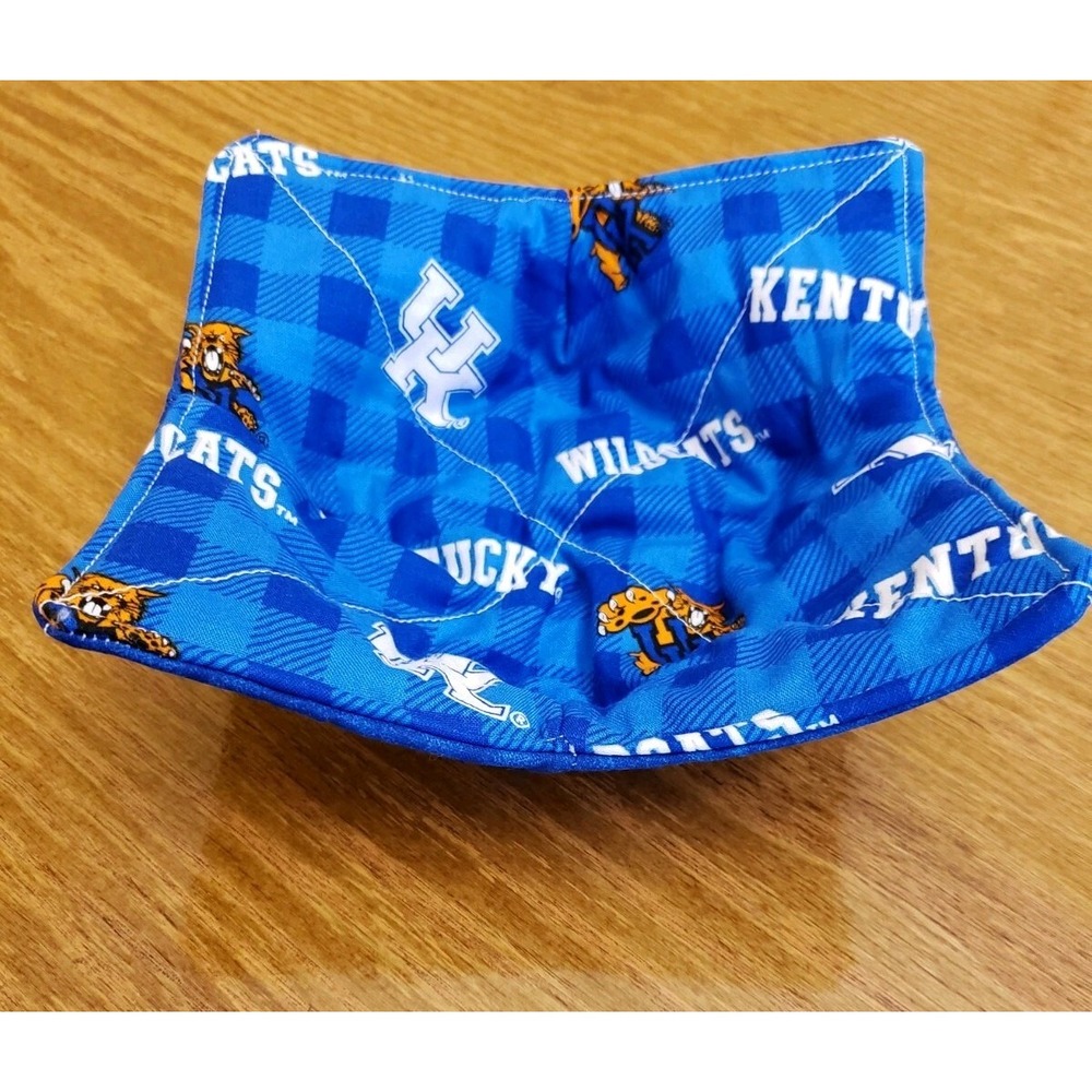 Handmade Reversible Microwave Bowl Cozy Hot Pad UK Print Potholder Blue
